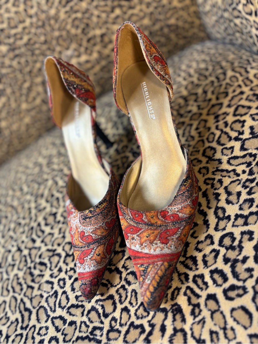 ✨Vintage Y2K Boho Matching Paisley Tapestry Kitten Heels & Baguette Bag✨